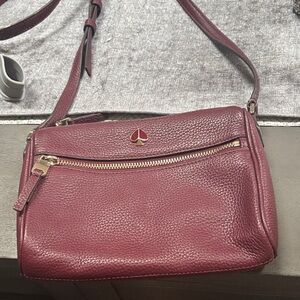 Kate Spade Burgundy Crossbody Bag with Gold Accents